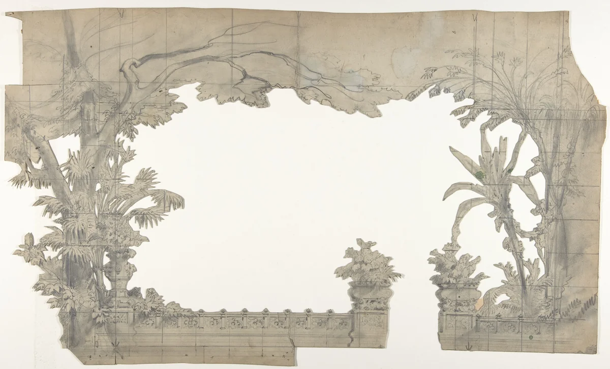 Design for a Stage Set at the Opéra, Paris by Eugène Cicéri, drawing, 1830-1890