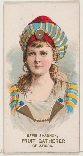 Effie Shannon Dressed as Fruit Gatherer of Africa, from the set Actors and Actresses, Second Series (N71) for Duke brand cigarettes by W. Duke, Sons & Co., print, 1888-1890