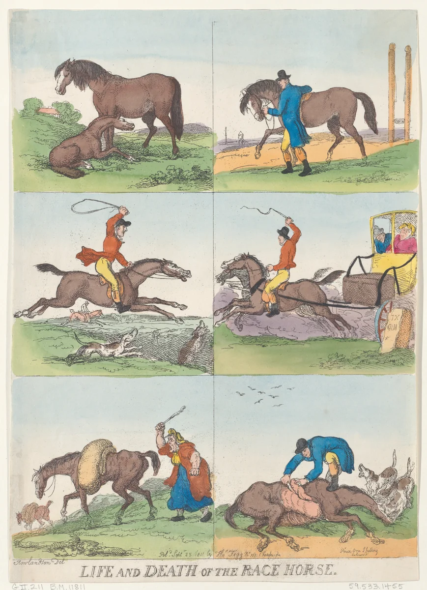 Life and Death of the Race Horse by Thomas Rowlandson, print, 1811