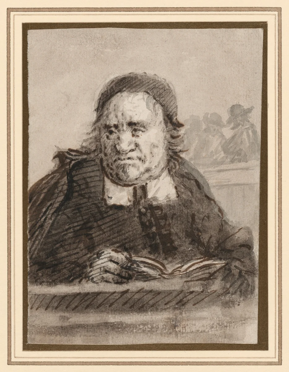 Head Study of a Preacher by Francis Le Piper, drawing, 1665-1675