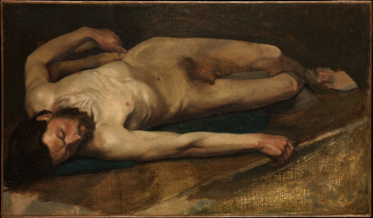 Male Nude by Edgar Degas, painting, 1856