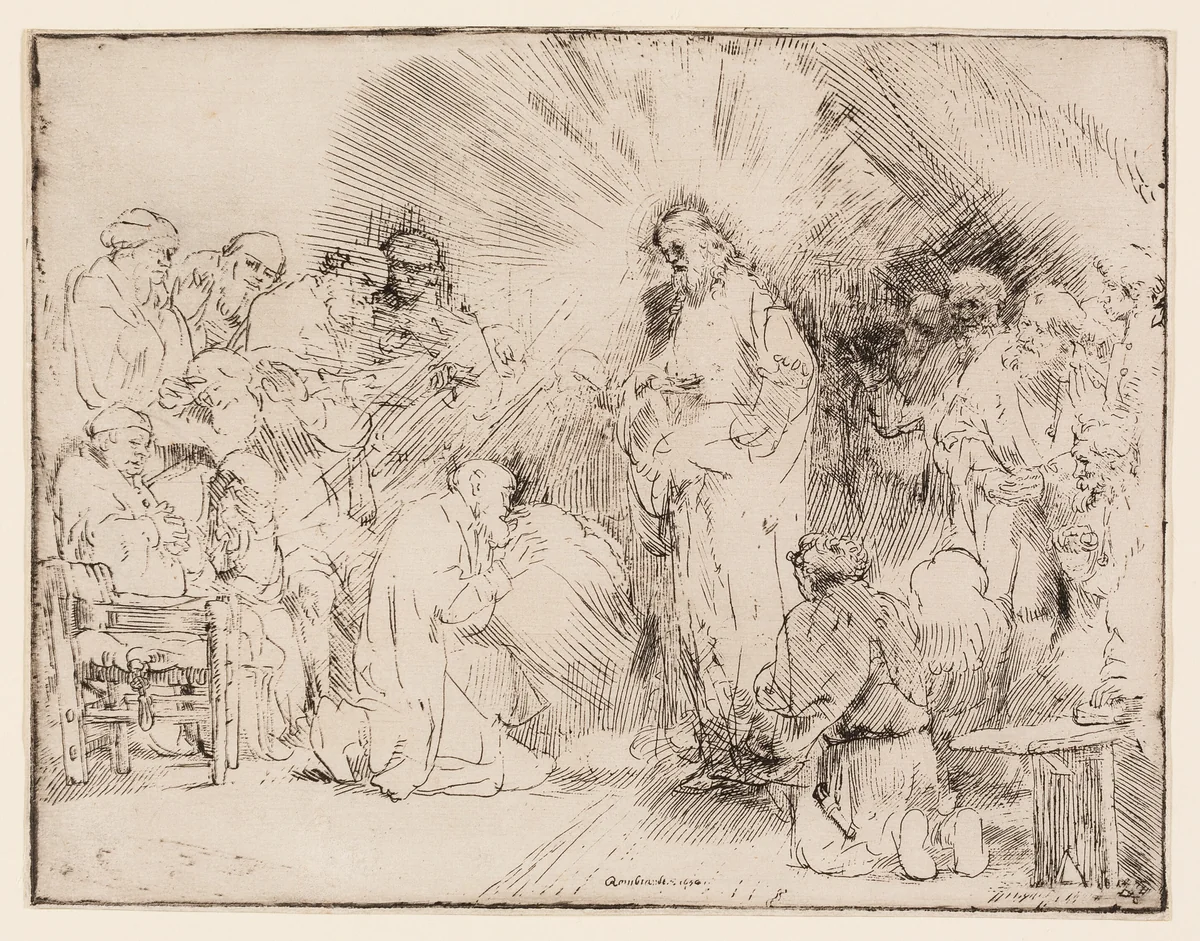 Christ Appearing to the Apostles by Rembrandt van Rijn, print, 1656