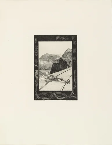 On the Tracks (Auf den Schienen) (plate 8) from the portfolio On Death, Part I, Opus XI (Vom Tode, Erster Teil, Opus XI) by Max Klinger, print, 1883