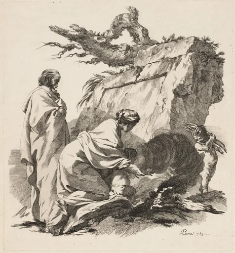 Rest on the Flight into Egypt by Jean-Baptiste-Marie Pierre, print, 1758
