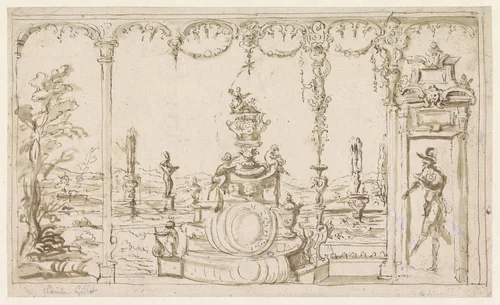 Ontwerp voor een wanddecoratie by Claude Gillot, drawing, 1683-1722
