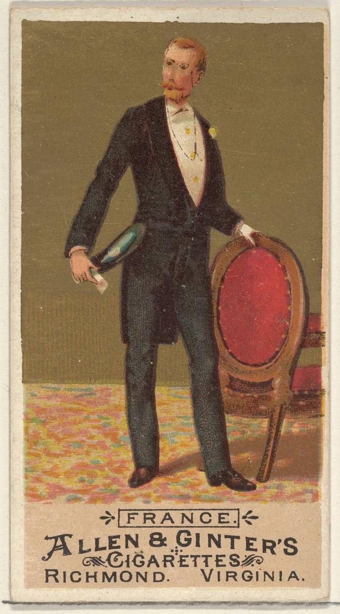 France, from the Natives in Costume series (N16) for Allen & Ginter Cigarettes Brands by Allen & Ginter, print, 1886
