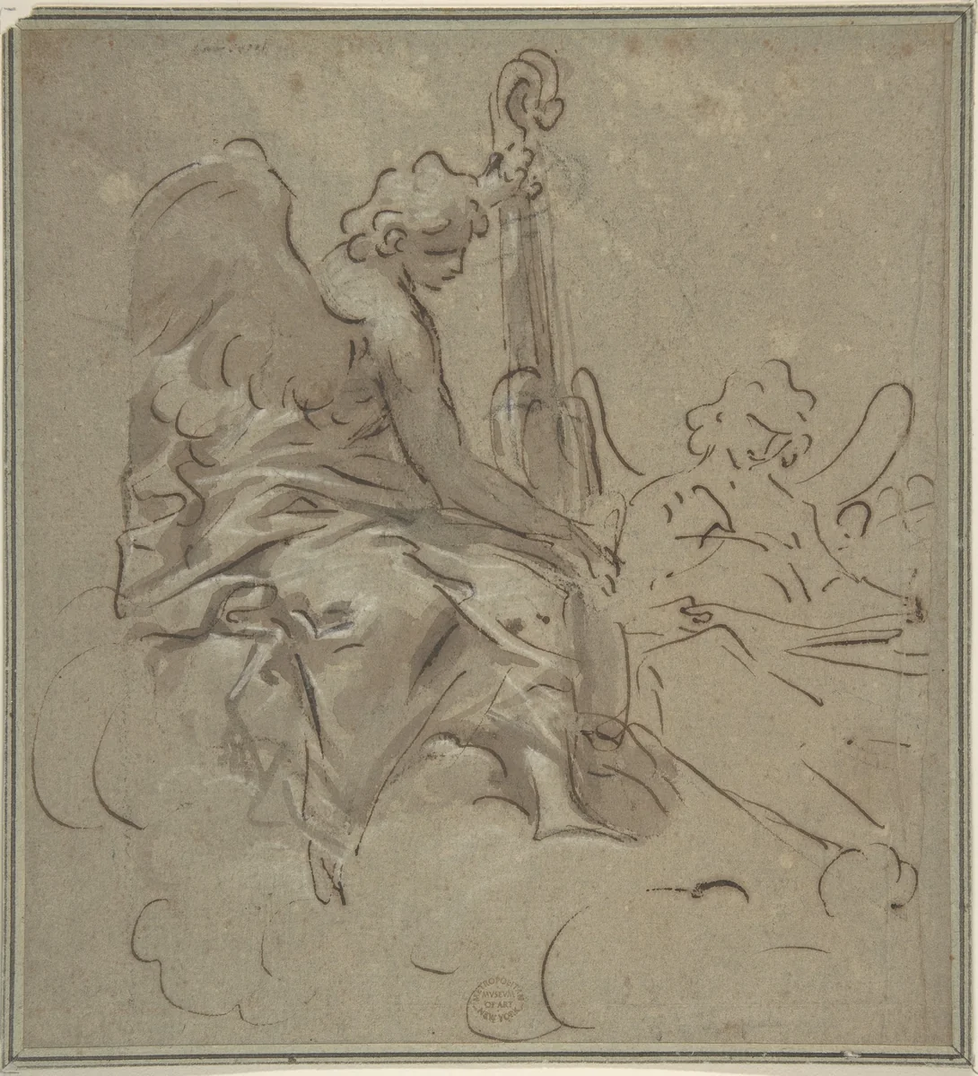 Two Angels by anonymous, drawing, 1700-1800