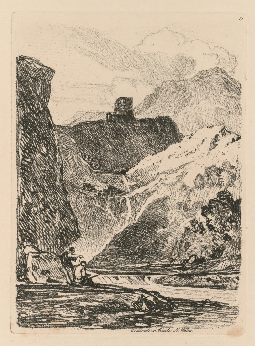 Liber Studiorum: Plate 12, Dolbadern Castle, Llanberris Lake, North Wales by John Sell Cotman, book, 1838