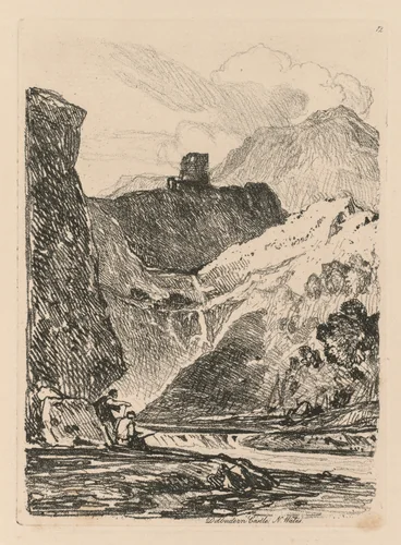 Liber Studiorum: Plate 12, Dolbadern Castle, Llanberris Lake, North Wales by John Sell Cotman, book, 1838
