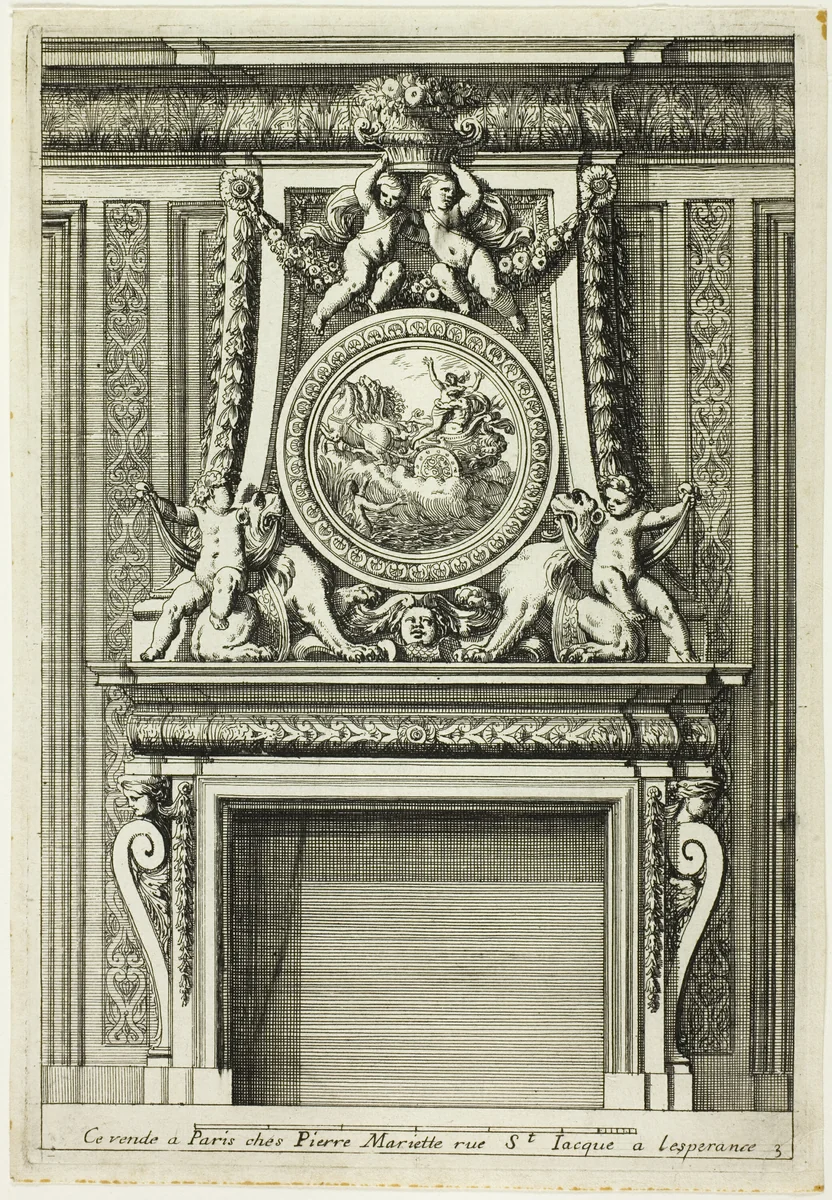 Chimneys in the Italian Manner by Jean Le Pautre, print, 1669-1670