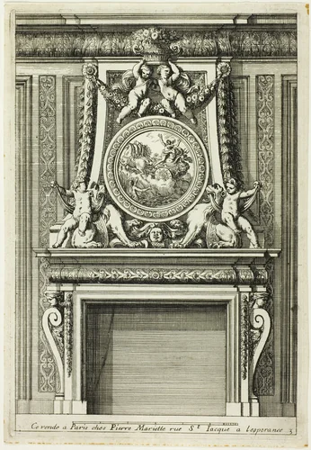 Chimneys in the Italian Manner by Jean Le Pautre, print, 1669-1670