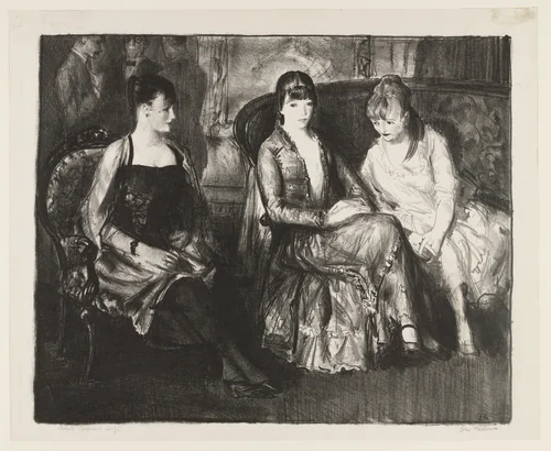 Marjorie, Emma, and Elsie, second stone by George Bellows, print, 1921