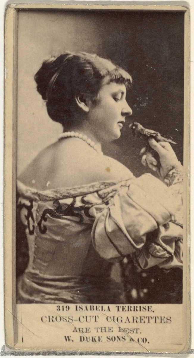Card Number 319, Isabella Terrise, from the Actors and Actresses series (N145-3) issued by Duke Sons & Co. to promote Cross Cut Cigarettes by W. Duke, Sons & Co., photograph, 1880-1889