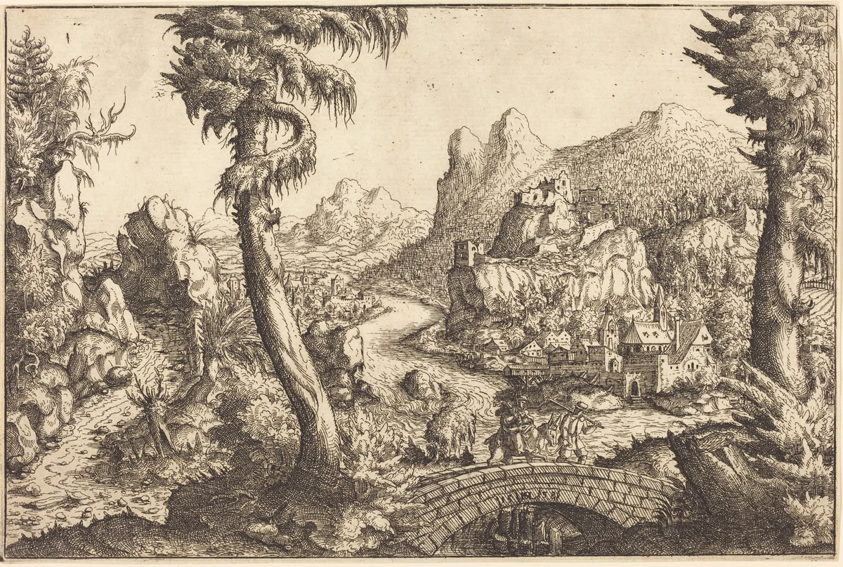 The Flight into Egypt by Hanns Lautensack, print, 1558