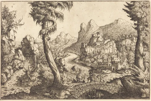 The Flight into Egypt by Hanns Lautensack, print, 1558