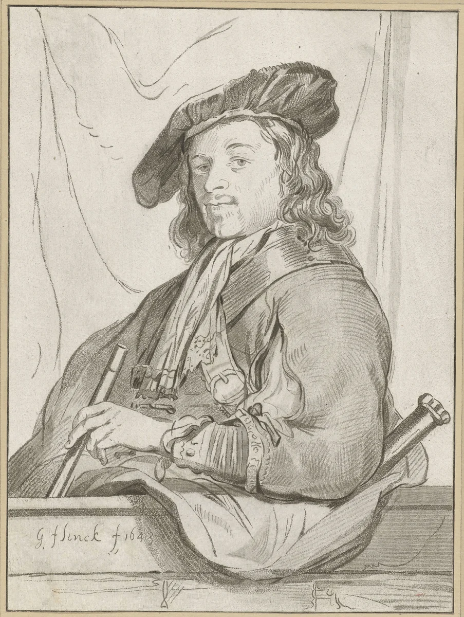 Man bij borstwering by Cornelis Ploos van Amstel, print, 1773-1774