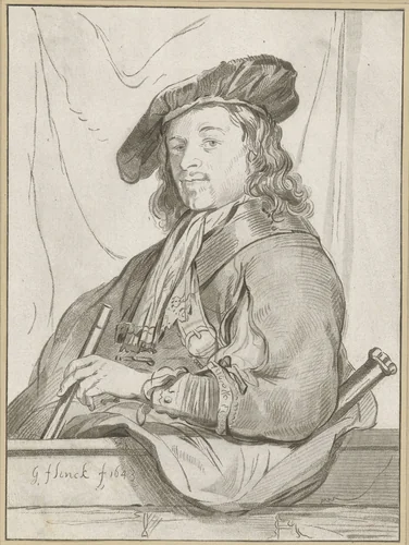 Man bij borstwering by Cornelis Ploos van Amstel, print, 1773-1774