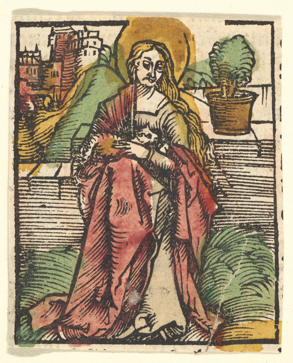 St. Agnes (copy) by Hans Baldung, print, 1512-1600