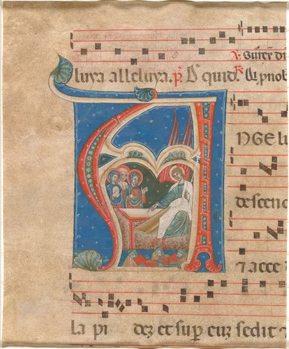 The Three Holy Women at the Tomb by First Master of the Cortona Antiphonaries, drawing, 1250-1275