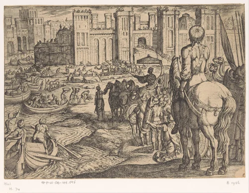 Muren van Babylon by Antonio Tempesta, print, 1608