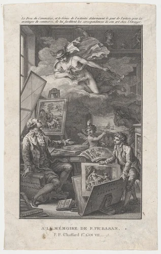 In Memory of P. FR. Basan [for the catalogue of the collection of P.-F. Basan] by Pierre Philippe Choffard, print, 1798