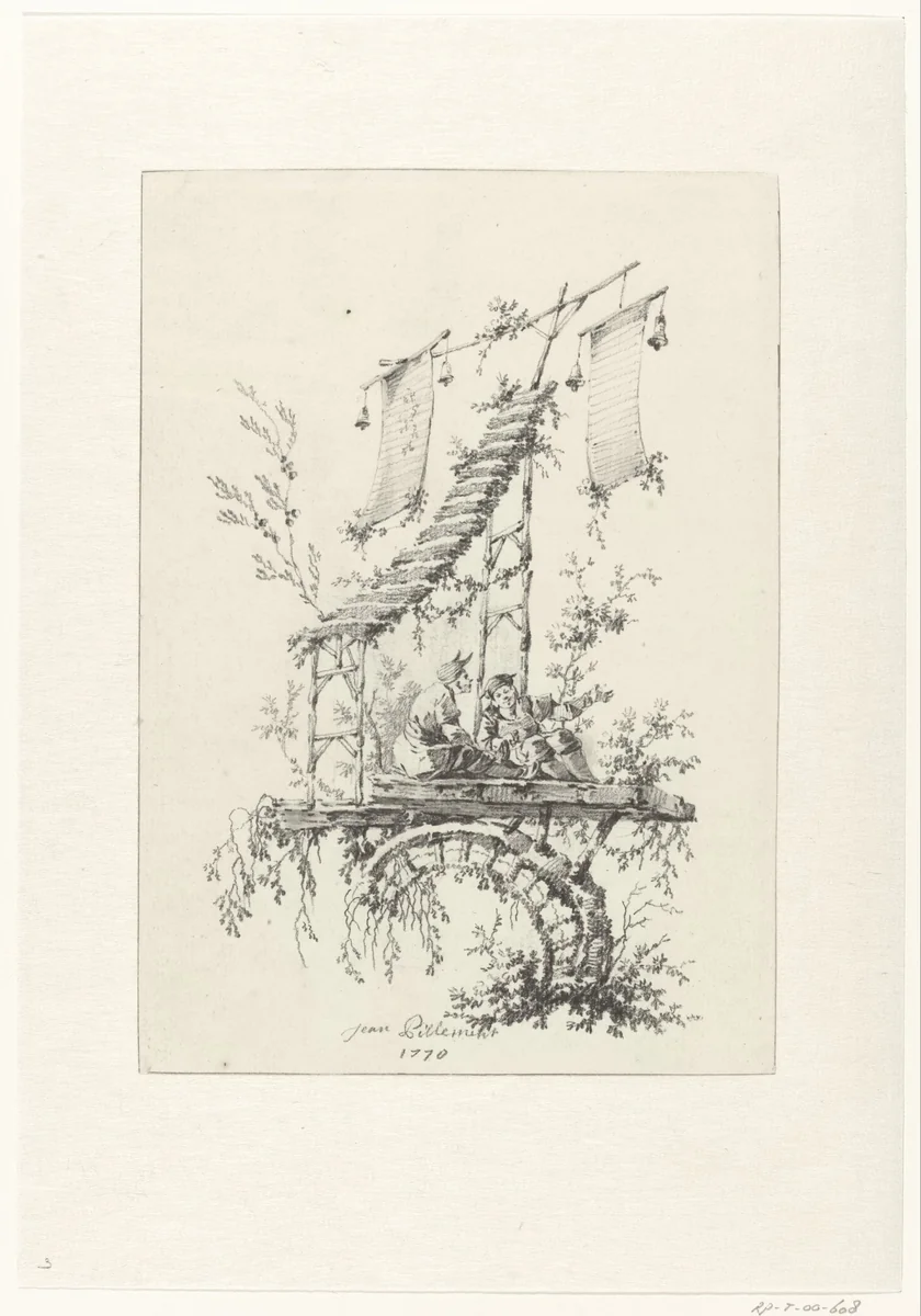 Ornamentale compositie in chinoiserie-stijl by Jean Baptiste Pillement, drawing, 1770