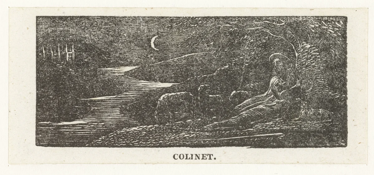 Colinet rust tijdens de nacht by William Blake, print, 1820-1821