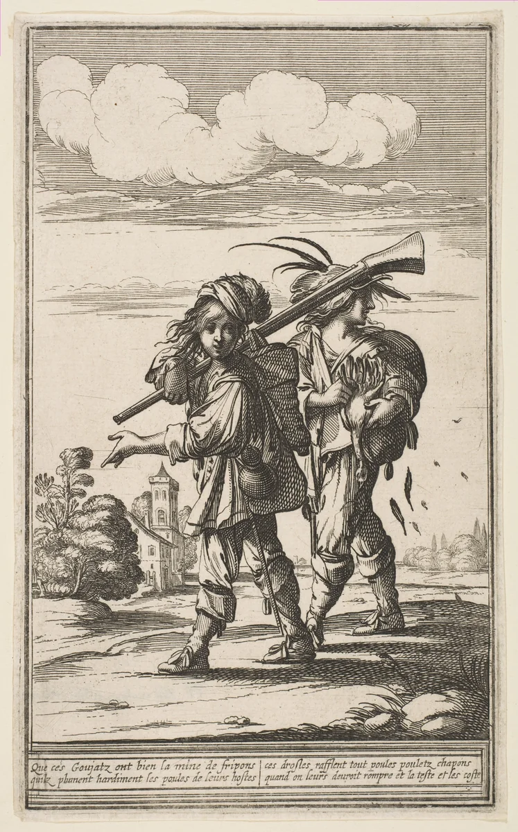 Two Marauders, from "The French Guards" (Les Gardes Françaises) by Abraham Bosse, print, 1630-1676