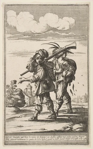 Two Marauders, from "The French Guards" (Les Gardes Françaises) by Abraham Bosse, print, 1630-1676