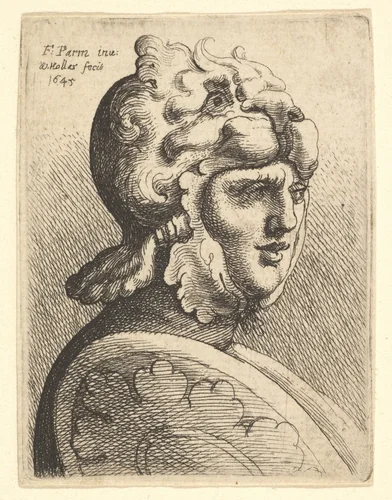 Helmeted Head by Wenceslaus Hollar, print, 1645