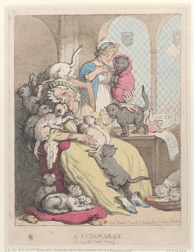 A Catamaran, or an Old Maid's Nursery by Thomas Rowlandson, print, 1803