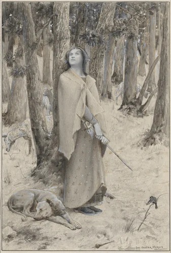 Joan of Arc Hearing the Voices by Luc-Olivier Merson, drawing, 1895
