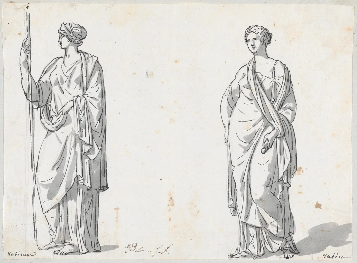 Hera and Ceres, from the Vatican by Jacques-Louis David, drawing, 1775-1780