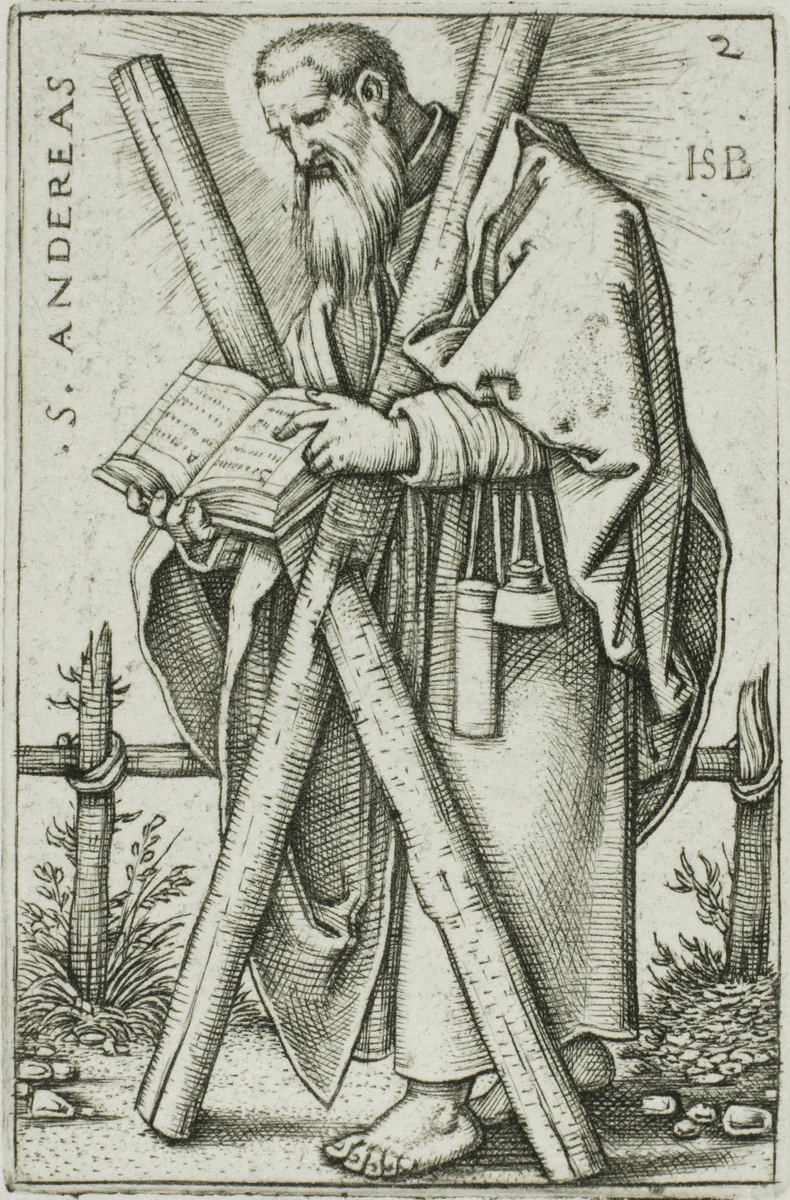 St. Andrew, plate 2 from The Twelve Apostles by Sebald Beham, print, 1545