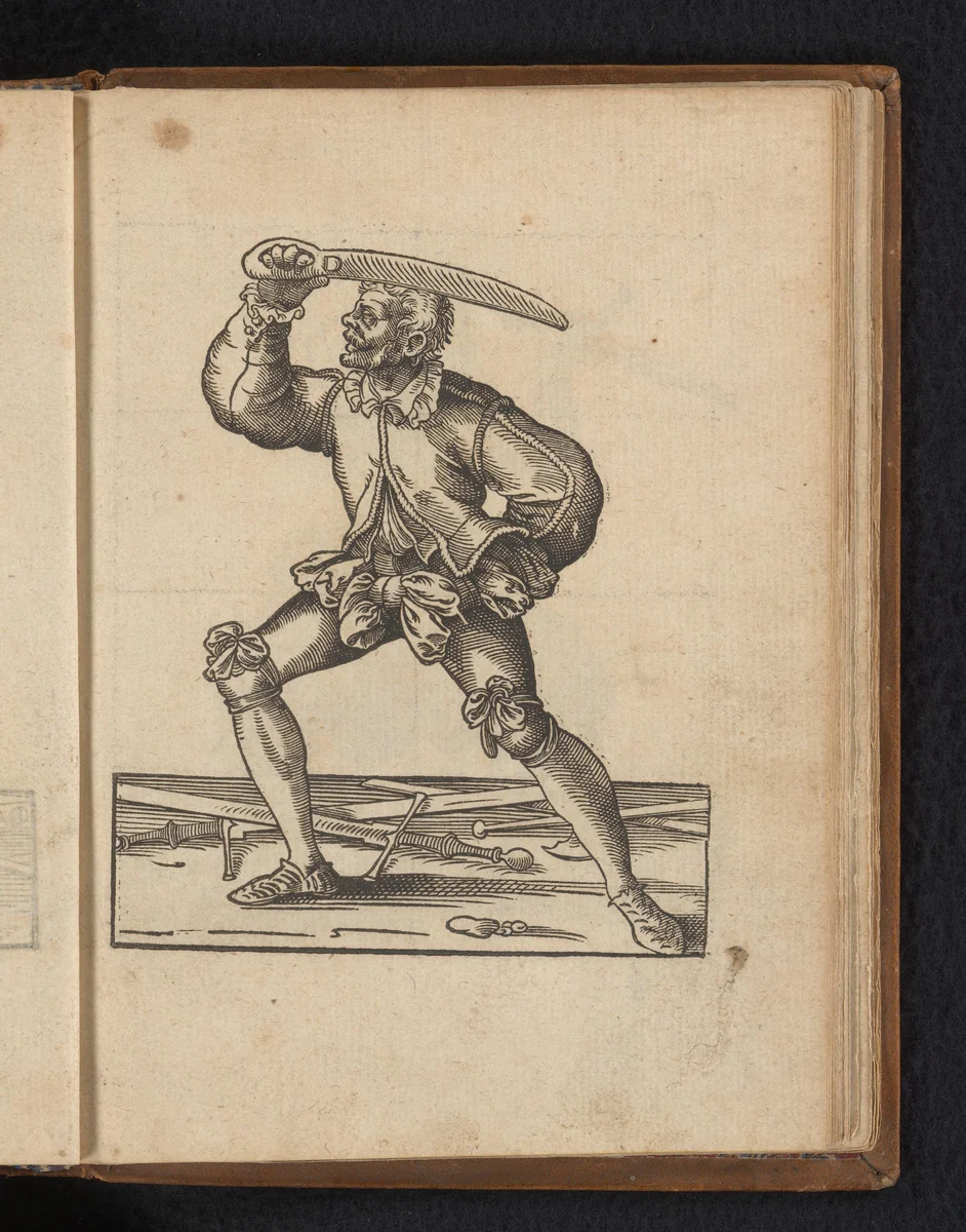 Wapenoefening met een slagzwaard by Unknown, print, 1578