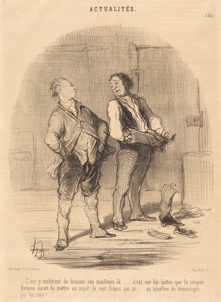 C'est-y embêtant de brosser ces machines là... by Honoré Daumier, print, 1808-1879