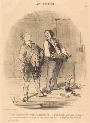 C'est-y embêtant de brosser ces machines là... by Honoré Daumier, print, 1808-1879