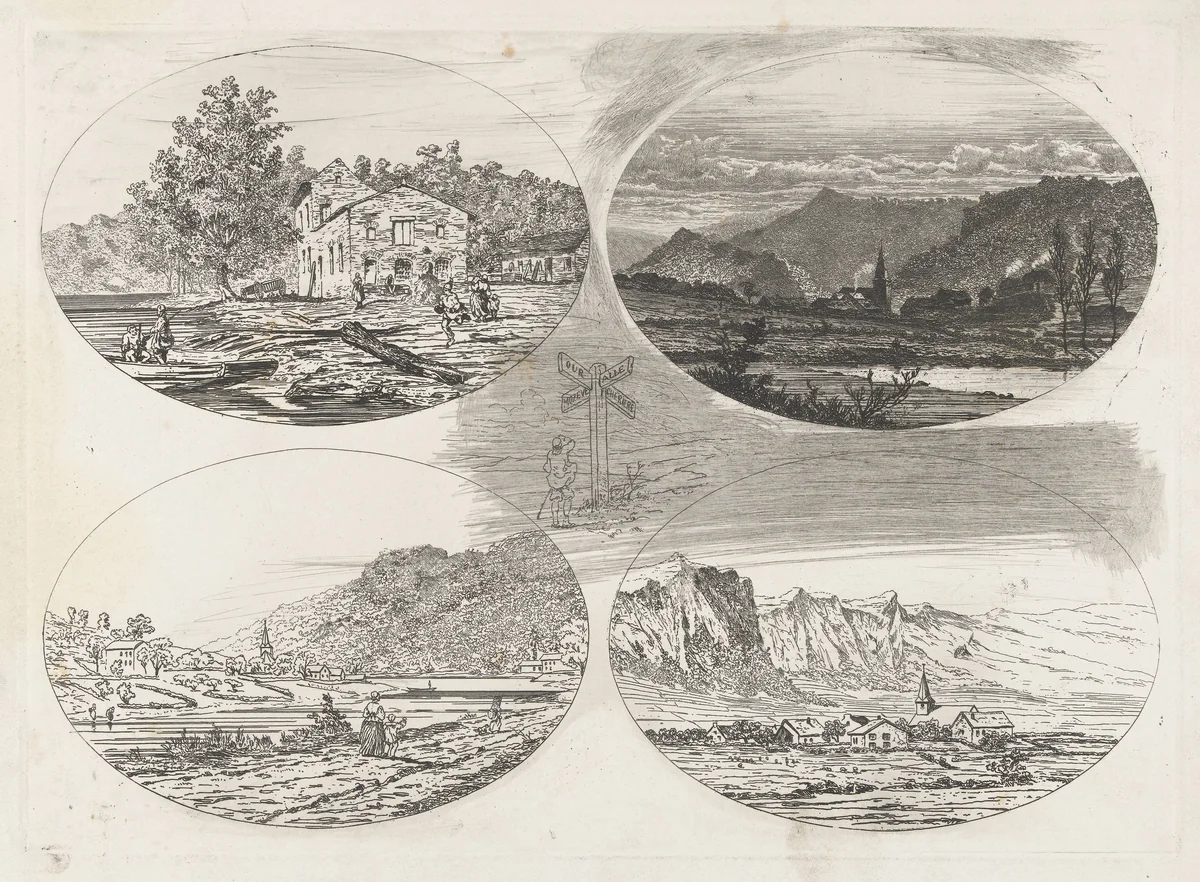 Gezicht op Ouren, Alle, Mouzaive en Chairière by Martinus Antonius Kuytenbrouwer jr., print, 1831-1897