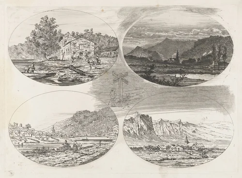 Gezicht op Ouren, Alle, Mouzaive en Chairière by Martinus Antonius Kuytenbrouwer jr., print, 1831-1897