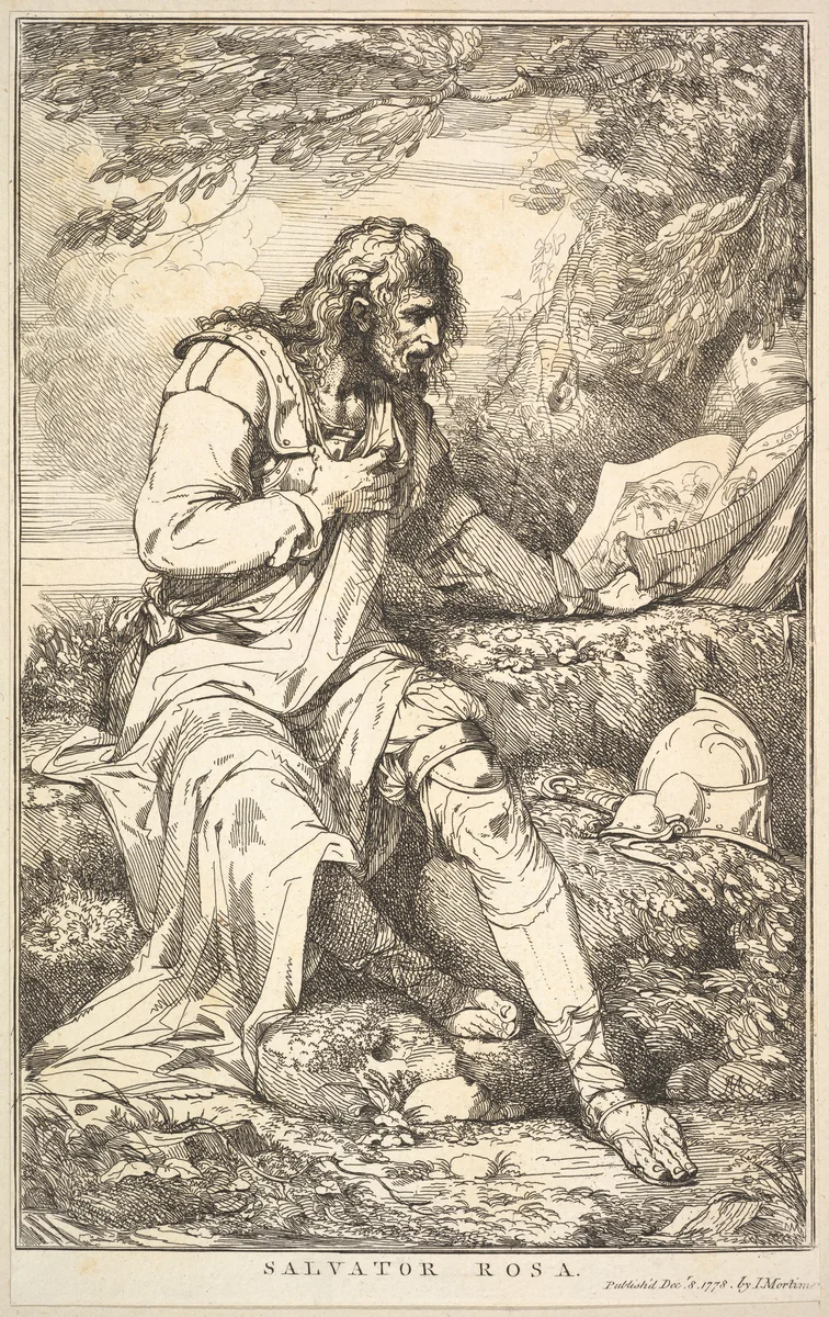 Salvator Rosa, from "Fifteen Etchings Dedicated to Sir Joshua Reynolds" by John Hamilton Mortimer, print, 1778