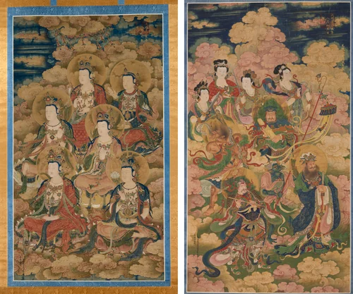 The Bodhisattvas of the Ten Stages in Attaining the Most Perfect Knowledge; The Eight Hosts of Deva, Naga, and Yakshi by Unknown, painting, 1454