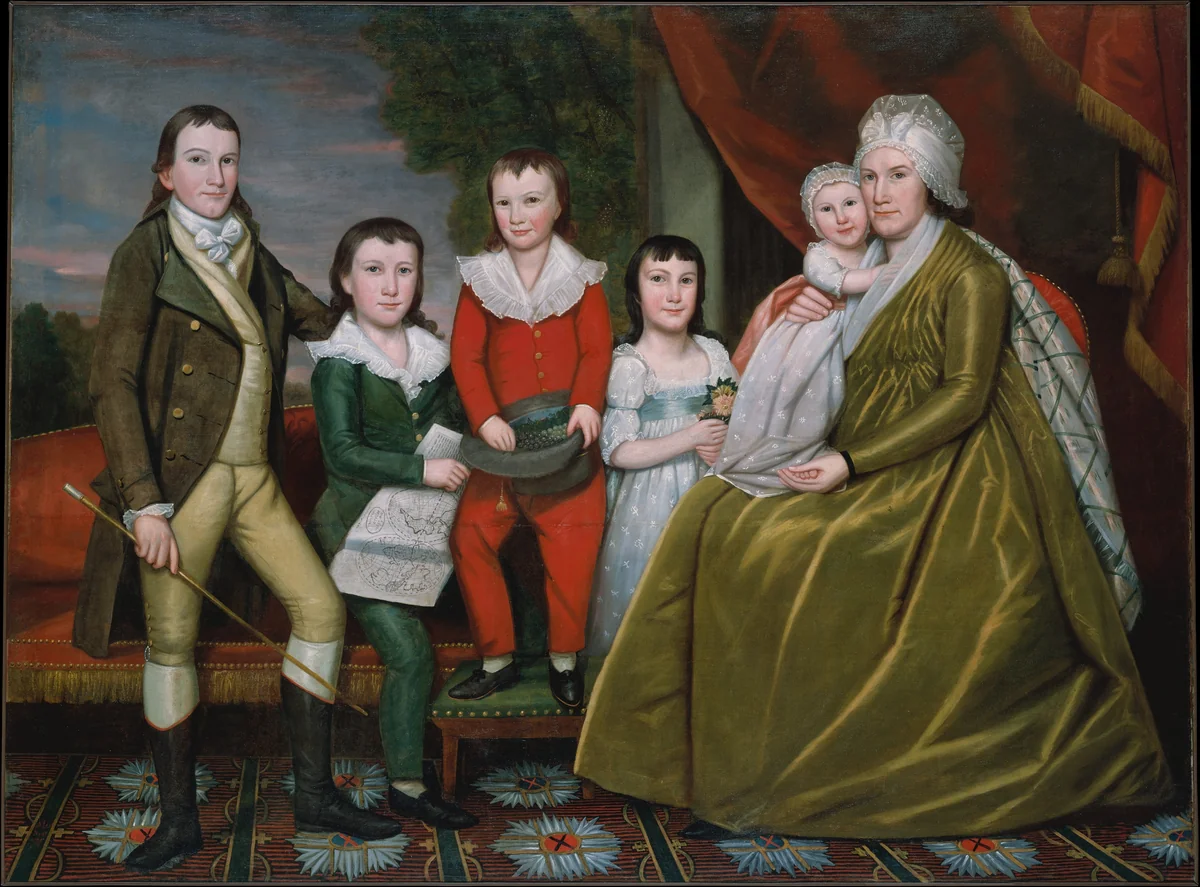 Mrs. Noah Smith and Her Children by Ralph Earl, artwork, 1798