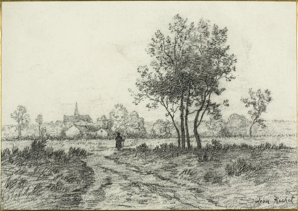 Landscape by Léon Richet, drawing, 1870-1880