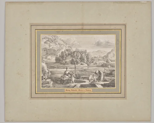 Monday. Rosenecker Garden in Front of Salzburg by Ferdinand Olivier, print, 1818-1823