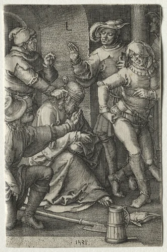 The Passion: The Mocking of Christ by Lucas van Leyden, print, 1521