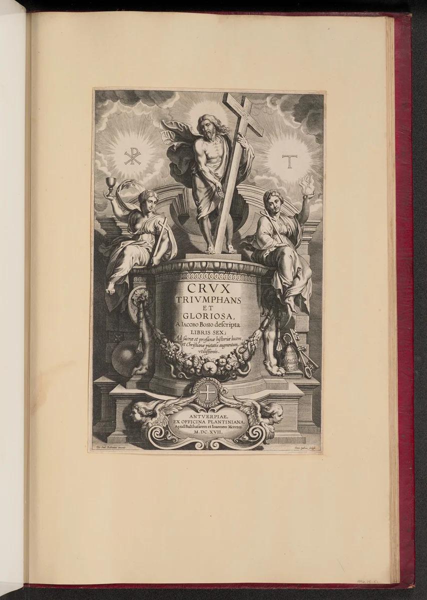 Title Page for Giacomo Bosio, Crux Triumphans et Gloriosa by Cornelis Galle
Peter Paul Rubens, print, 1617