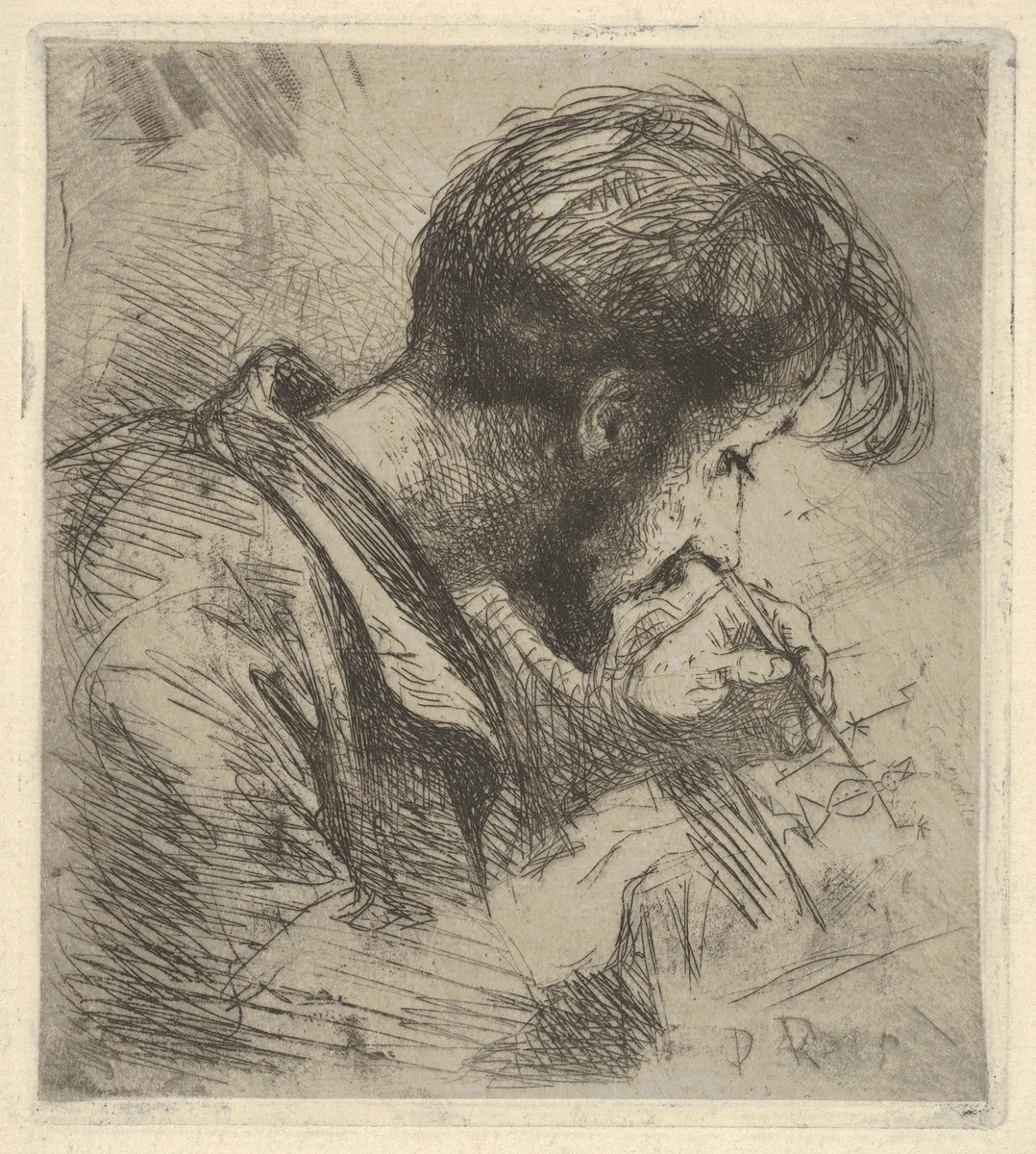 Portrait of Paul Rajon by Emile Boilvin, print, 1867