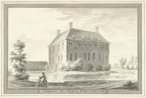 De havezathe Heeckeren bij Goor, in Twente by Hendrik Spilman, drawing, 1737-1784