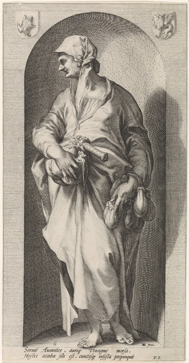 Gierigheid (Avaritia) by Jacob Matham, print, 1593