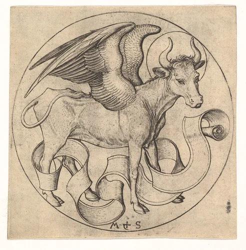 The Ox of St. Luke by Martin Schongauer, print, 1470-1491